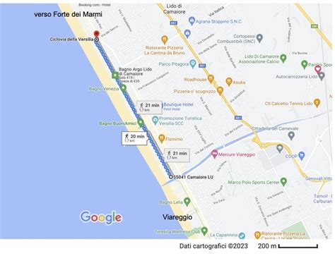 mappa percorso mare miraggio lido di camaiore
