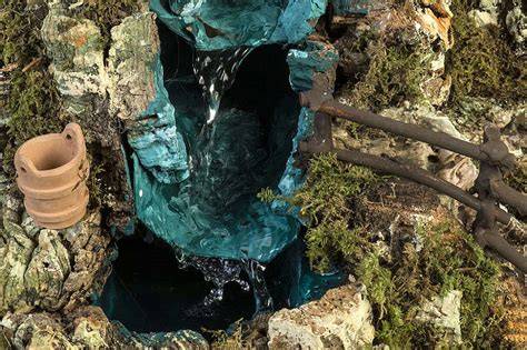 cascata presepe con acqua vera e pompa
