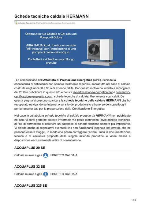 schede tecniche Vaillant download (modellazione dati APE)