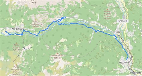 mappa delle Valli di Lanzo con Ala di Stura
