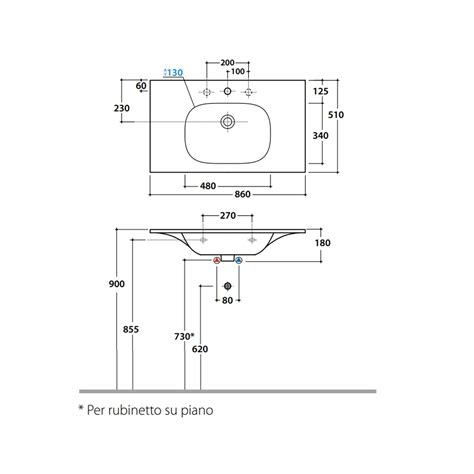 schema layout lavabo sospeso o su colonne