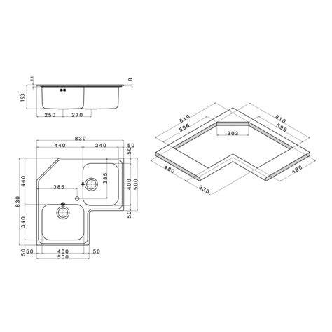 schema incasso lavello angolo