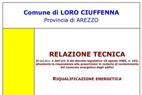 Schema di processo di relazione tecnica energetica Legge 10